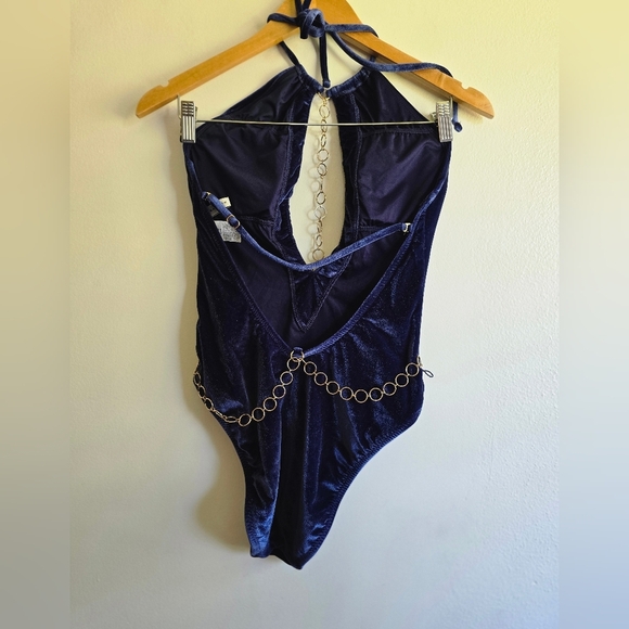 Trina Turk, Velveteen One-Piece Swimsuit, Navy, Size 8 - Picture 10 of 11